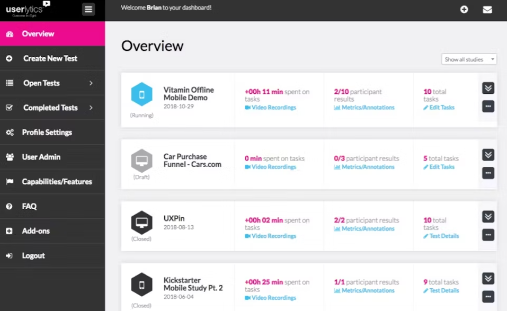 ALT: A screenshot of a portion of Userlytics' website.
