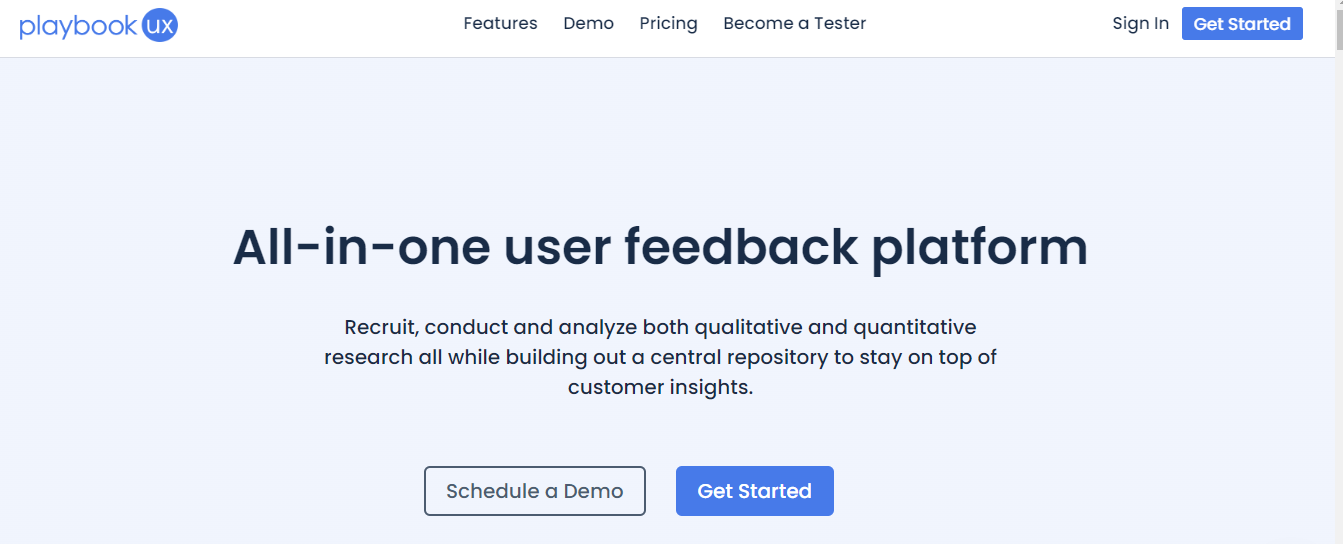 ALT: A screenshot of the PlaybookUX's website.