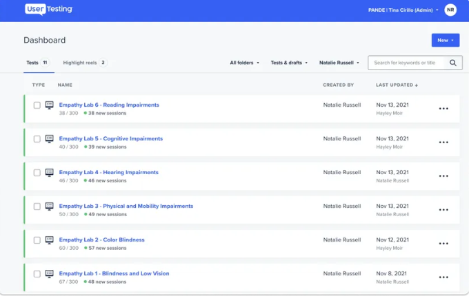 ALT: A UserTesting website screenshot.