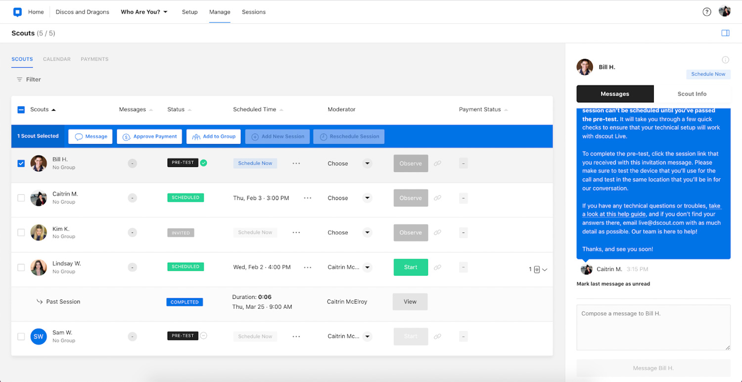 dScout dashboard