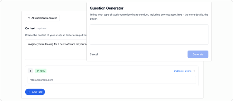 Generator screener and study script